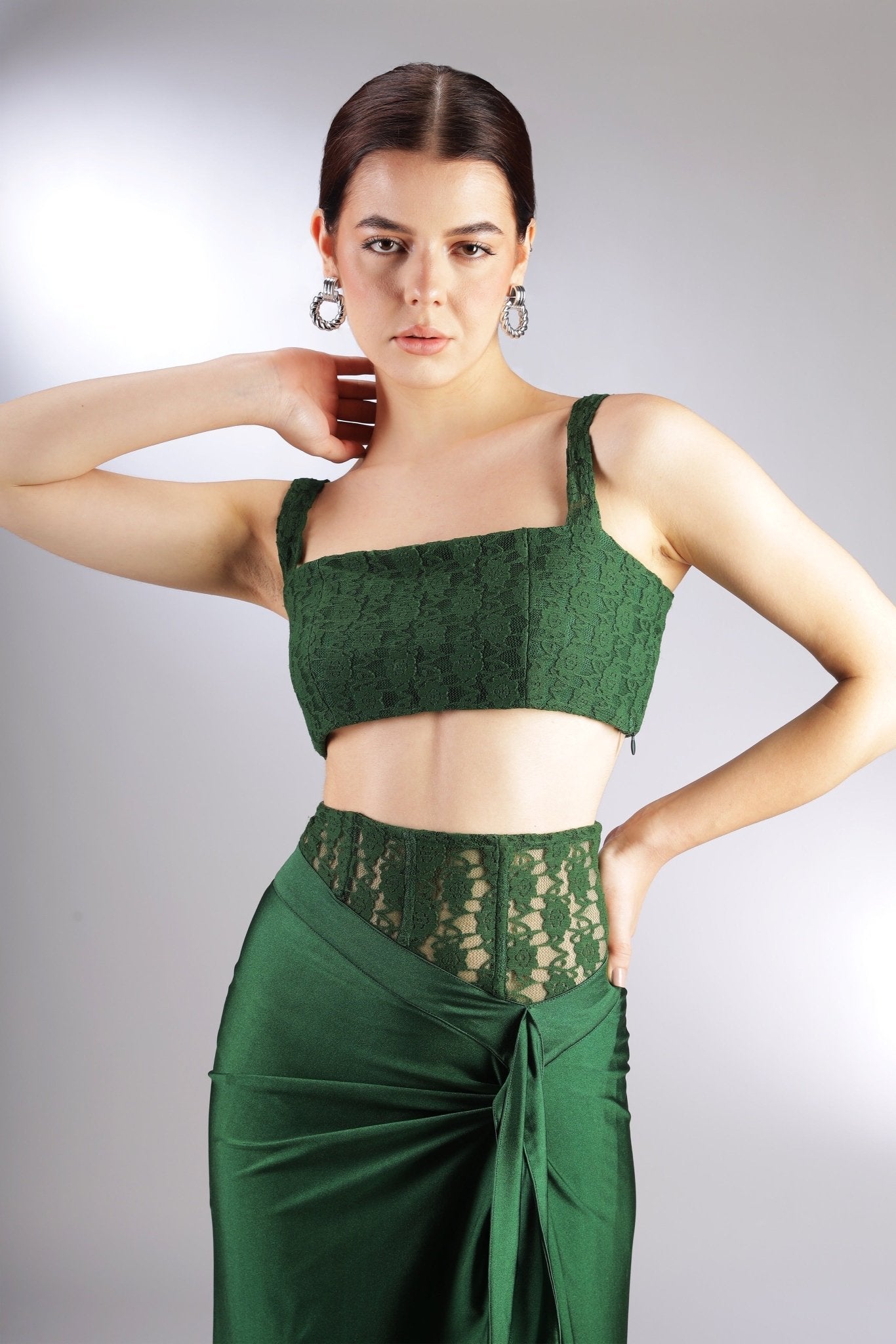 HUNTER GREEN SKIRT - Nidhi and Mahak